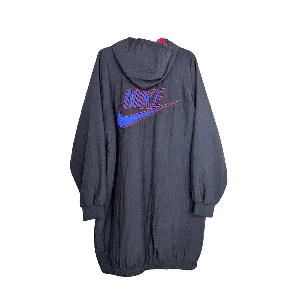 Vintage 90s Nike Force Long Coat Windbreaker Jacket RARE Hip Hop Baggy Mens L
